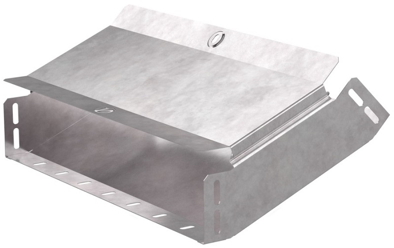 Угол для лотка вертикальный внутренний с крышкой Промрукав Стандарт 45град. 400х80 фото Угол для лотка вертикальный внутренний с крышкой Промрукав Стандарт 45град. 400х80 картинка